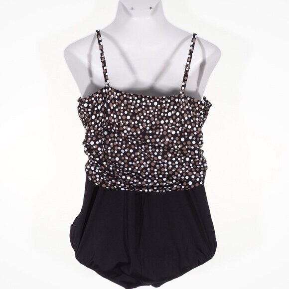 Catalina Swimsuit 18 W 20 W Piece Black Brown White Rouched Set in Bra 2X NWOT - Picture 7 of 10